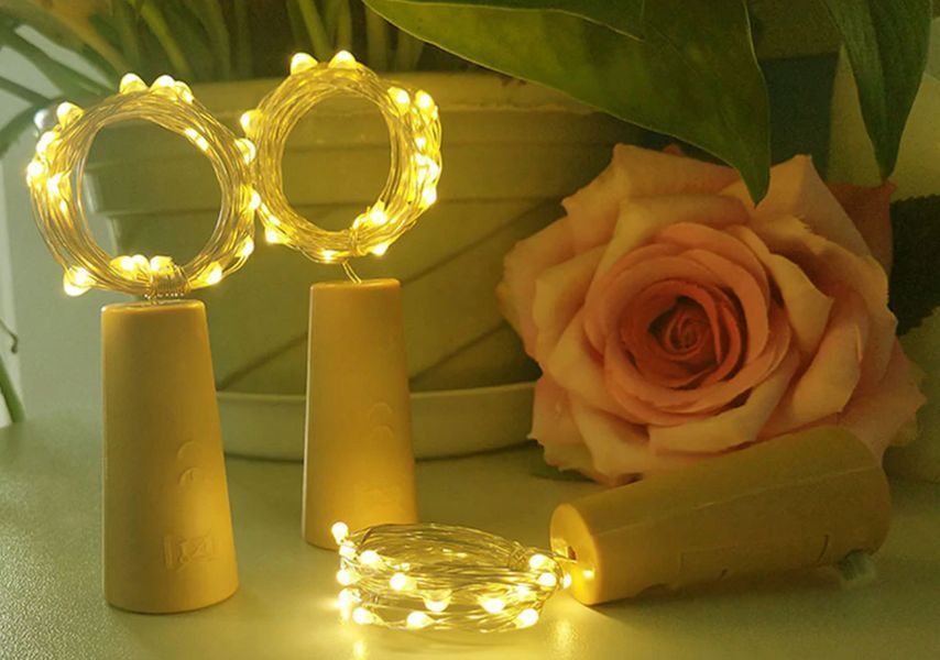 Світлодіодна гірлянда для пляшки 2 метри 20 LED теплий білий G03017 фото