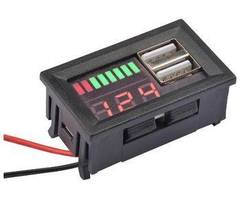Цифровой индикатор заряда 12В с USB портами для свинцовых аккумуляторов E08032 фото