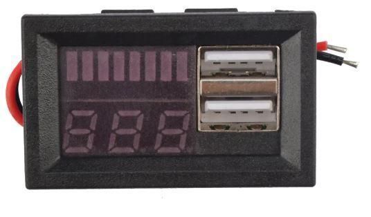 Цифровий індикатор заряду 12В з USB портами для свинцевих акумуляторів E08032 фото