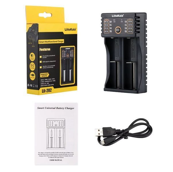 Інтелектуальний зарядний пристрій LiitoKala Lii-202 на 2 канали з USB Type-C Li06002 фото