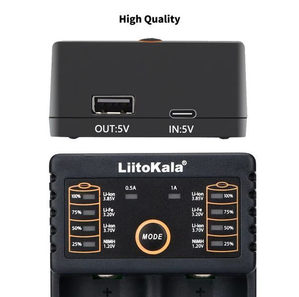 Інтелектуальний зарядний пристрій LiitoKala Lii-202 на 2 канали з USB Type-C Li06002 фото
