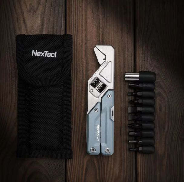 Мультитул NexTool NE20293A багатофункціональний регульований гайковий ключ 9 в 1 з набором біт T09014 фото