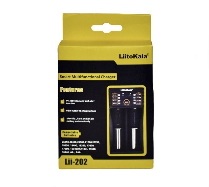 Інтелектуальний зарядний пристрій LiitoKala Lii-202 на 2 канали з USB Type-C Li06002 фото