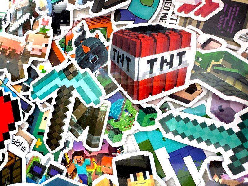 Колекція з 50 наклейок Minecraft з героями та елементами гри BG1770 фото
