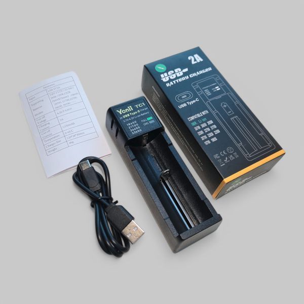 Зарядное устройство Yonii TC1 для литий-ионных аккумуляторов 1 слот USB Type-C Li06013 фото
