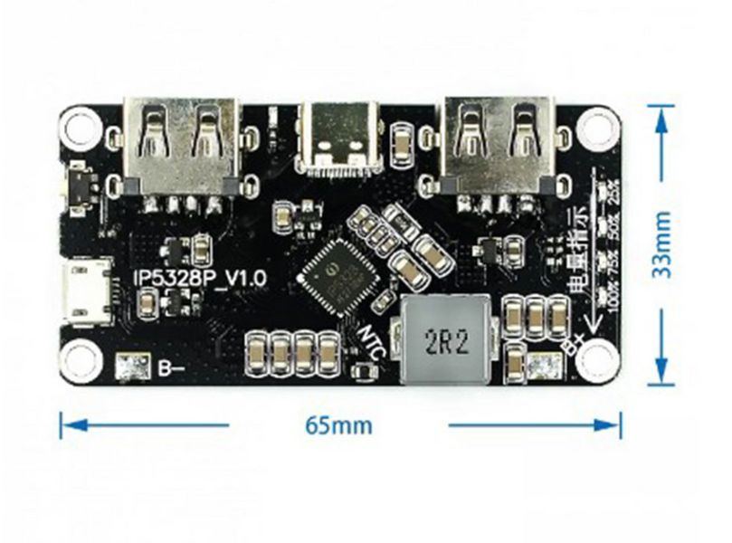 Модуль для сборки павербанка с поддержкой быстрой зарядки USB Type-C QC3.0 Li-ion E08004 фото