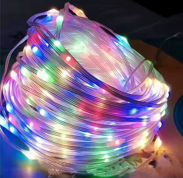 Різнокольорова вулична LED гірлянда на сонячній батареї 100 м з Type C та пультом G03115 фото