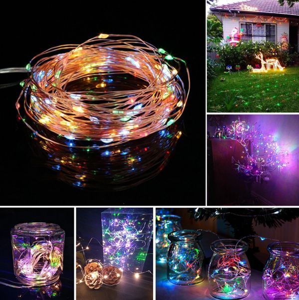 Солнечная уличная гирлянда светодиодная Роса с аккумулятором и LED подсветкой 20м Разноцветная G03001 фото