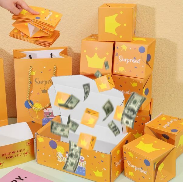 Креативна коробка з кубиками що вилітають для грошового сюрпризу P13040 фото