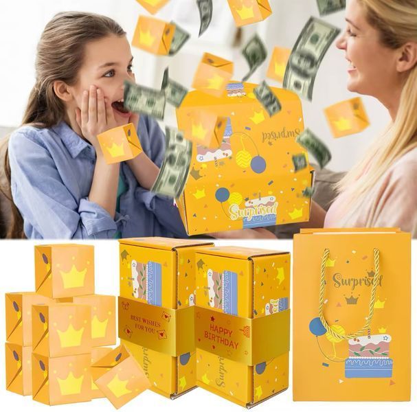 Креативна коробка з кубиками що вилітають для грошового сюрпризу P13040 фото