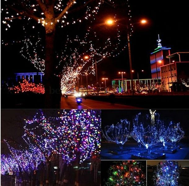 Солнечная уличная гирлянда светодиодная Роса с аккумулятором и LED подсветкой 20м Разноцветная G03001 фото