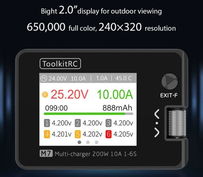 Компактное зарядное устройство ToolkitRC M7 для FPV Аккумуляторов Квадрокоптеров 200Вт Li06015 фото