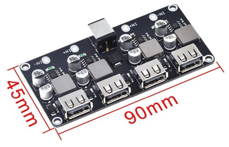 Модуль питания с функцией быстрой зарядки 4 USB и type C 5-12V для павербанка E08011 фото