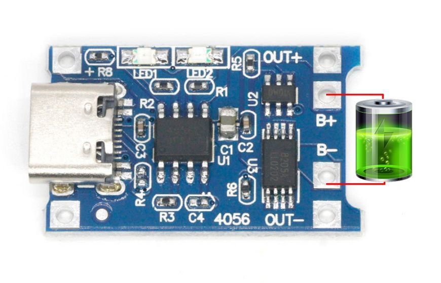 Модуль заряджання для Li-ion акумуляторів з USB Type-C та захистом E08012 фото