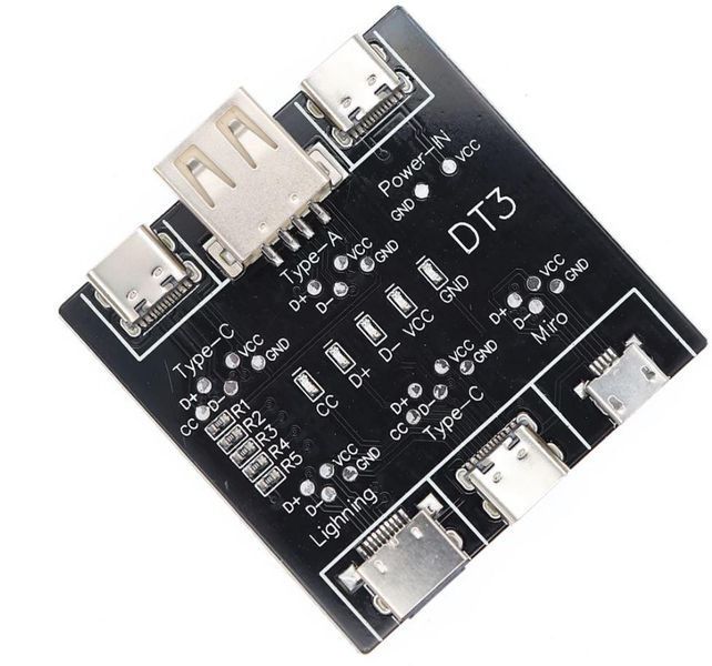 Універсальний тестер USB кабелів DT3 Micro Type-C Lightning N1650 фото