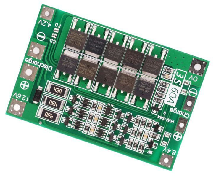 Плата защиты Li-ion аккумуляторов BMS 3S 60A 12.6V с функцией балансировки E08015 фото