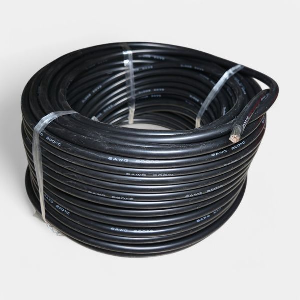 Гнучкий силіконовий дріт 6 AWG чорний мідний 16 кв мм EM18026 фото