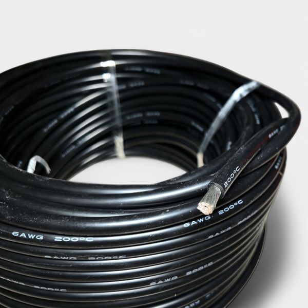 Гнучкий силіконовий дріт 6 AWG чорний мідний 16 кв мм EM18026 фото