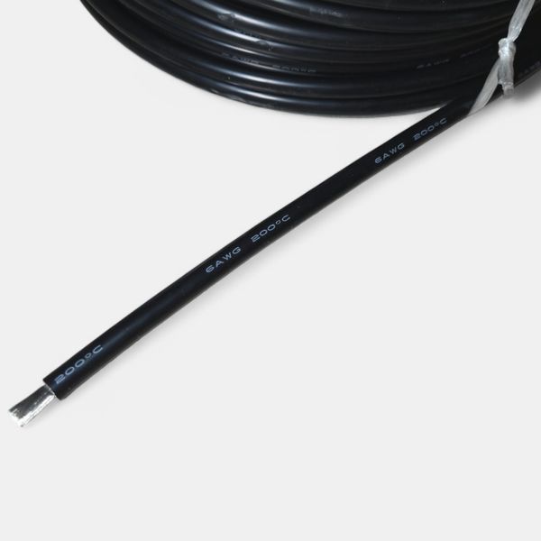 Гнучкий силіконовий дріт 6 AWG чорний мідний 16 кв мм EM18026 фото