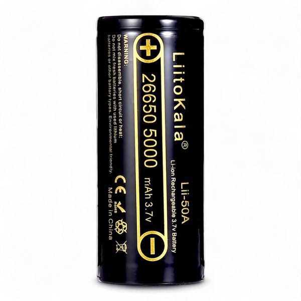 Акумулятор літій-іонний 26650 Lii-50A 5000mAh LiitoKala з плоским плюсом без захисту B01004 фото