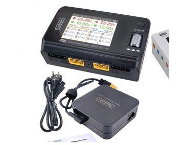 Двухканальное зарядное устройство 500W ToolkitRC M6D для аккумуляторов FPV дрона с блоком питания ADP100 100W Li06012 фото