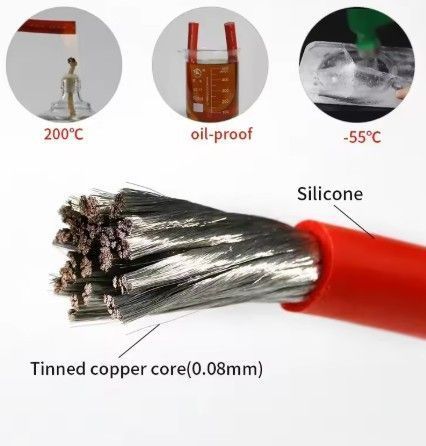 Силиконовый гибкий провод 6AWG 16 мм2 луженый красного цвета EM18025 фото