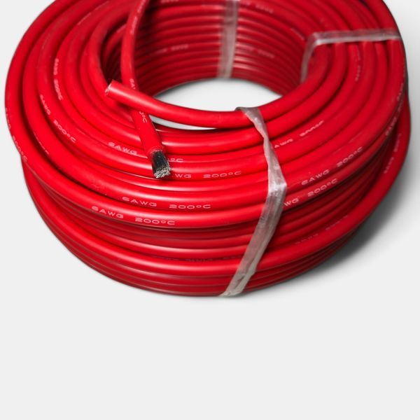 Силиконовый гибкий провод 6AWG 16 мм2 луженый красного цвета EM18025 фото