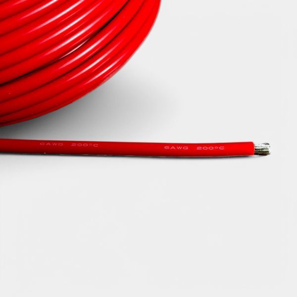 Силиконовый гибкий провод 6AWG 16 мм2 луженый красного цвета EM18025 фото