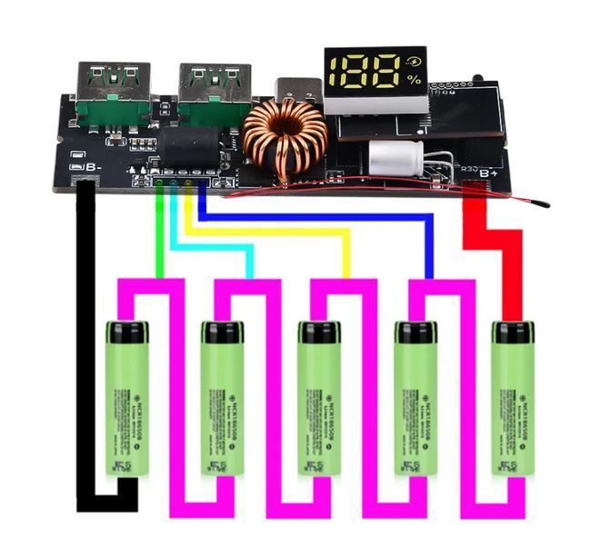 Плата-модуль для збірки powerbank 100 Вт з швидкою зарядкою USB Type-C E08036 фото