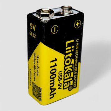 Литий-ионный аккумулятор LiitoKala Крона 9V 1100мАч с USB Type-C зарядкой B01028 фото