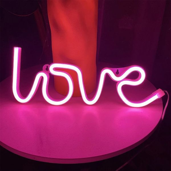 Неоновый светильник Love надпись USB + батарейки АА вывеска ночник розовый подарок 14 февраля G03031 фото