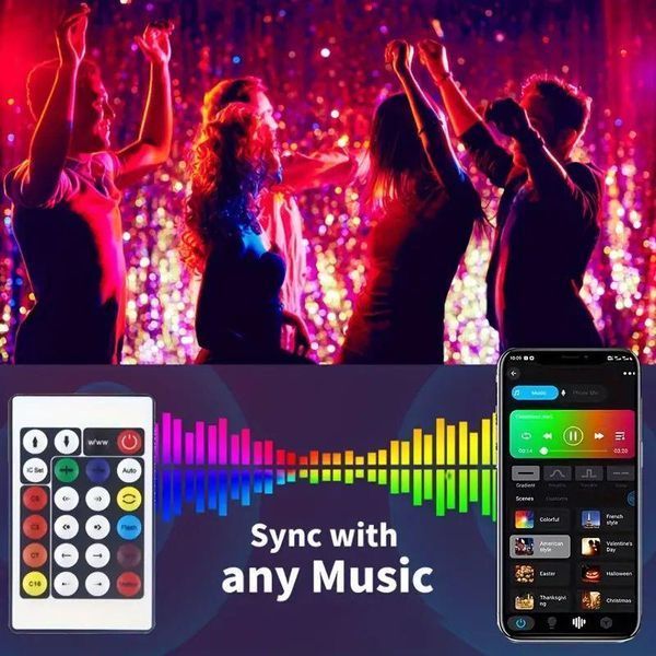 Умная светодиодная гирлянда 20 м RGB с управлением через приложение и пультом USB G03098 фото
