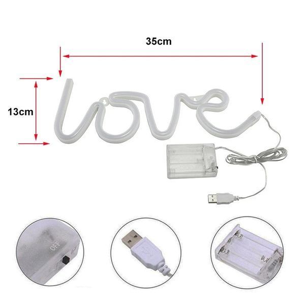 Неоновый светильник Love надпись USB + батарейки АА вывеска ночник розовый подарок 14 февраля G03031 фото