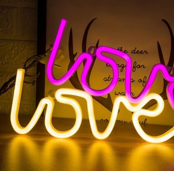 Неоновый светильник Love надпись USB + батарейки АА вывеска ночник розовый подарок 14 февраля G03031 фото