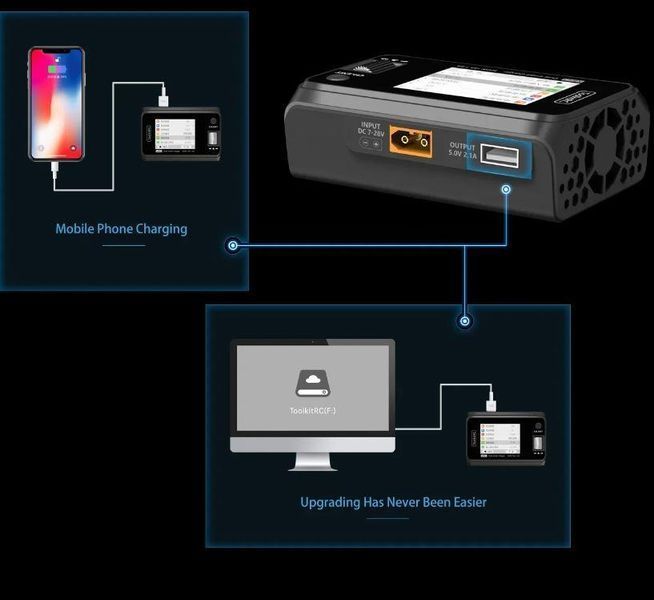 Багатофункціональний зарядний пристрій ToolkitRC M6D 500W для літієвих акумуляторів квадрокоптерів Li06010 фото