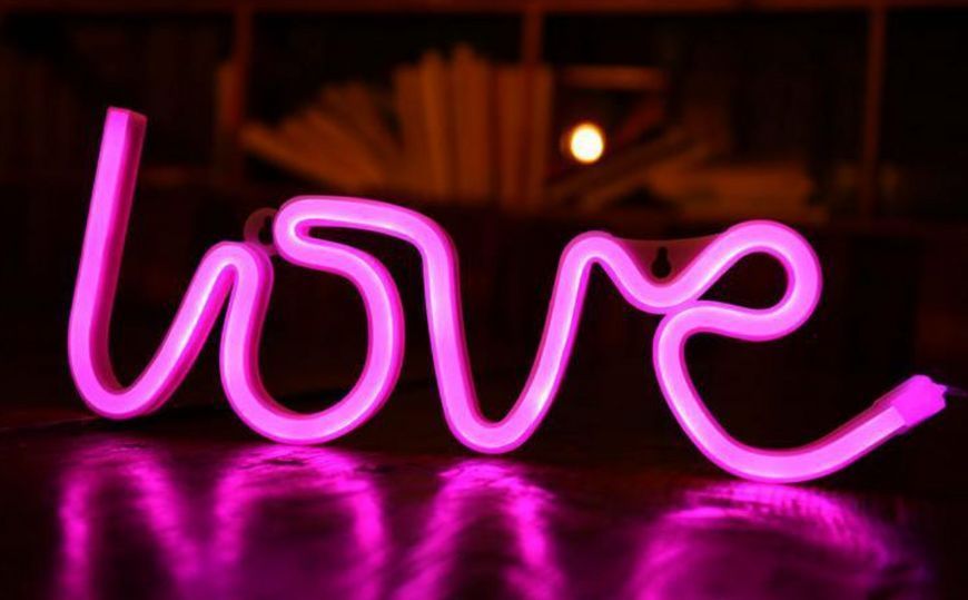Неоновый светильник Love надпись USB + батарейки АА вывеска ночник розовый подарок 14 февраля G03031 фото