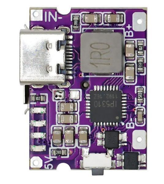 Модуль заряджання Li-ion акумуляторів з USB Type-C 5В 3,1А для збірки powerbank E08046 фото