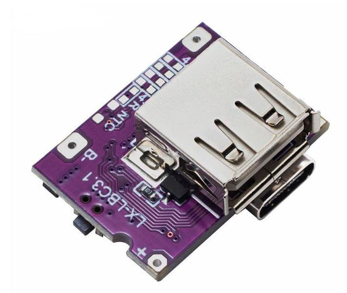 Модуль заряджання Li-ion акумуляторів з USB Type-C 5В 3,1А для збірки powerbank E08046 фото