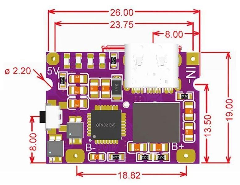 Модуль заряджання Li-ion акумуляторів з USB Type-C 5В 3,1А для збірки powerbank E08046 фото
