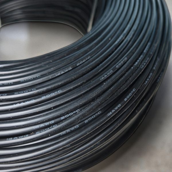 Гнучкий силіконовий мідний кабель 14 AWG чорний EM18058 фото