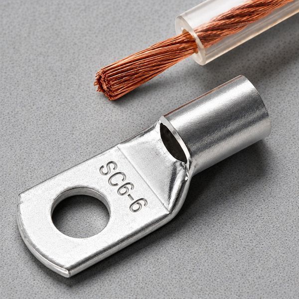 Мідна силова клема типу SC6-6 для опресовки 6 мм&sup2; під болт M6 без ізоляції EM18087 фото