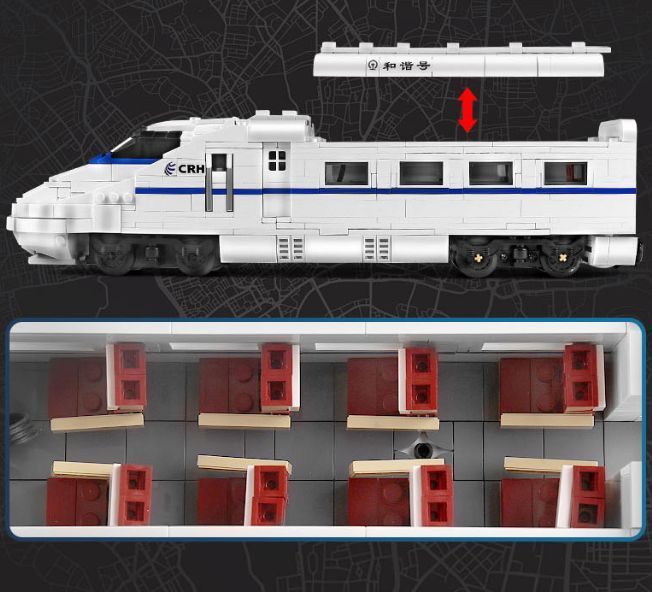 Радиоуправляемый Лего поезд Mould King 1808 деталей скоростной пассажирский CRH2 TS19005 фото