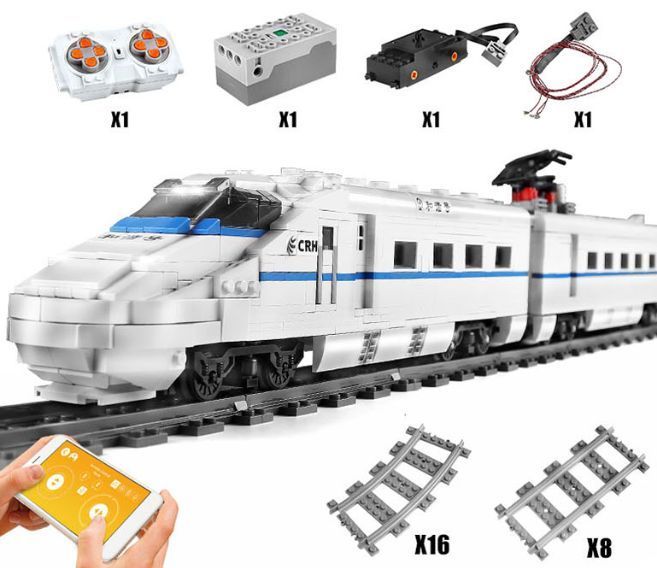 Радиоуправляемый Лего поезд Mould King 1808 деталей скоростной пассажирский CRH2 TS19005 фото