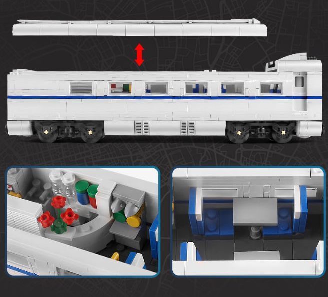Радиоуправляемый Лего поезд Mould King 1808 деталей скоростной пассажирский CRH2 TS19005 фото