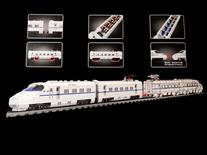 Радиоуправляемый Лего поезд Mould King 1808 деталей скоростной пассажирский CRH2 TS19005 фото