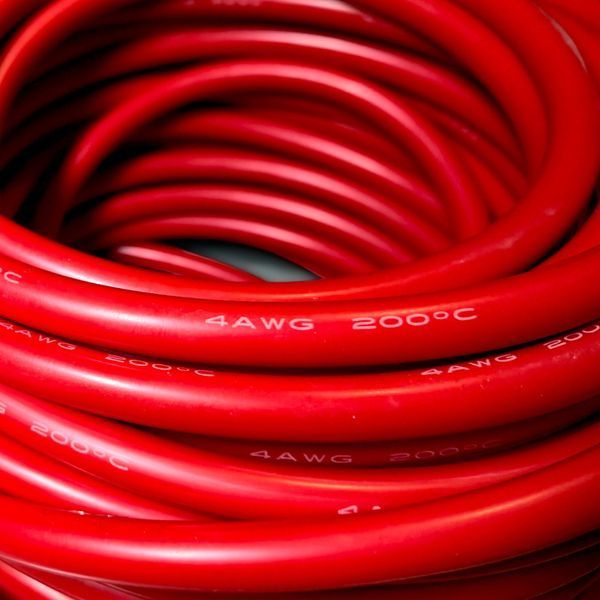 Силіконовий гнучкий кабель високотемпературний 4AWG 25 мм&sup2; вогнестійкий червоний EM18063 фото