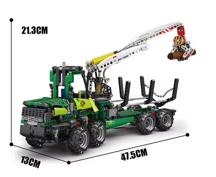 Детализированная модель трактора John Deere с пневматическим захватом и прицепом Mould King TS19006 фото