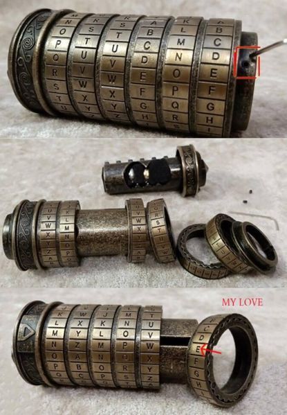 Оригинальный подарок на день рождения с секретом металлический Криптекс Золотой цвет K04032 фото