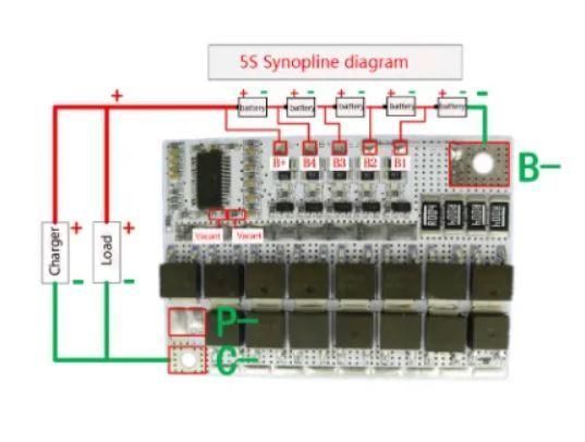 BMS контролер з балансуванням 100A для акумуляторів Li-ion та Li-po 3S-5S E08051 фото