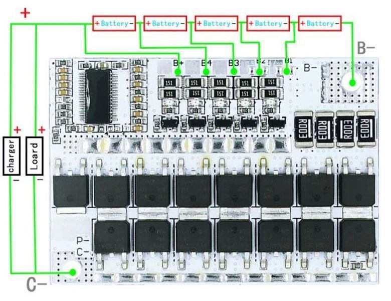 BMS контролер з балансуванням 100A для акумуляторів Li-ion та Li-po 3S-5S E08051 фото
